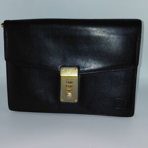 Vtg Unique Dunhill Black Leather Travel Clutch Wristlet Portfolio VGVC!